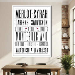 Wine Lover Varietal Typography - NicheCanvas