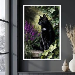 Black Cat Garden Sentinel - NicheCanvas