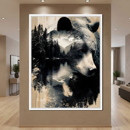 Wild Pines Bear Reflection - NicheCanvas
