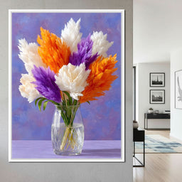 Vibrant Pampas Grass Bouquet Scene - NicheCanvas