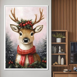 Holiday Reindeer Berries Cheer - NicheCanvas