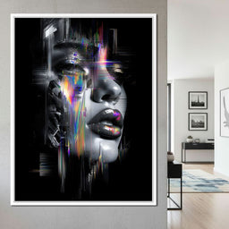 Neon Spectrum Glitch Portrait - NicheCanvas