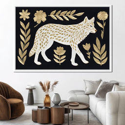 Golden Flora Wolf Night Walk - NicheCanvas