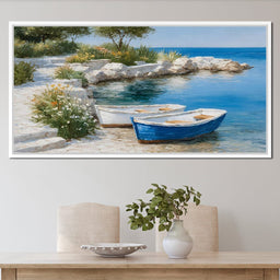 Tranquil Coastal Rowboats Escape - NicheCanvas