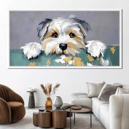 Puppy Yorkshire Eyes Peeking - NicheCanvas