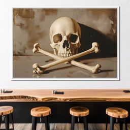 Sepia Skull And Crossbones Still - NicheCanvas
