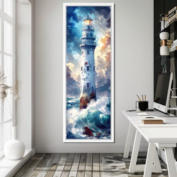 Lighthouse Beacon at Sea - NicheCanvas
