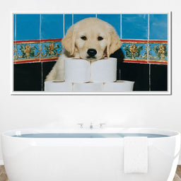 Golden Puppy Bathroom Roll Capers - NicheCanvas
