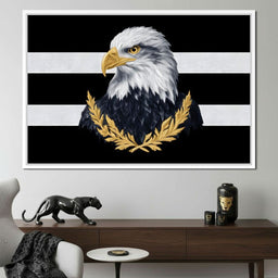 Bold Bald Eagle Stripes Gold Laurel - NicheCanvas
