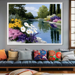 Summer Garden Lakeside Reflection - NicheCanvas