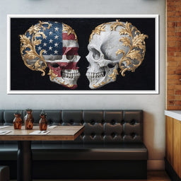 Gilded Patriotic Skull Confront - NicheCanvas