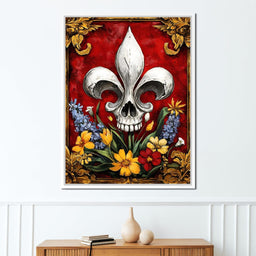 Skull Fleur De Lys and Botanical Fusion - NicheCanvas
