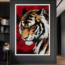 Fierce Tiger Red Eyes Roar - NicheCanvas