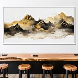 Golden Misty Peaks Panorama - NicheCanvas