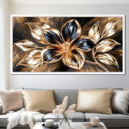 Gilded Petals Upon Liquid Shadows - NicheCanvas