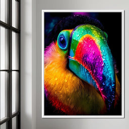 Neon Rainforest Toucan Portrait - NicheCanvas