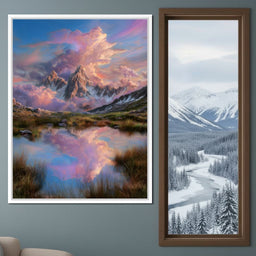 Celestial Peaks Dawn Reflection - NicheCanvas