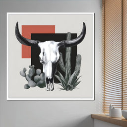 Modern Desert Longhorn Geometry - NicheCanvas