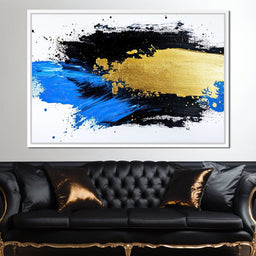 Golden Horizon Brushstroke Fusion - NicheCanvas