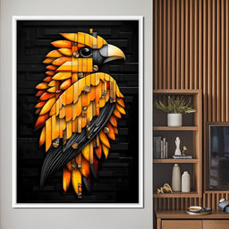 Golden Parrot Geometric Symphony - NicheCanvas
