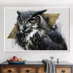 Golden Eyed Owl Portrait - NicheCanvas