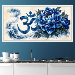 Om Blue Peony Meditation Mood - NicheCanvas