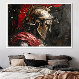 Spartan Solitude in Crimson - NicheCanvas
