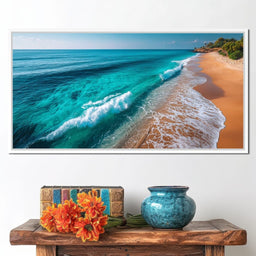 Tropical Coastline Wave Wash - NicheCanvas