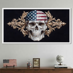 Patriotic Skull Baroque Fusion - NicheCanvas