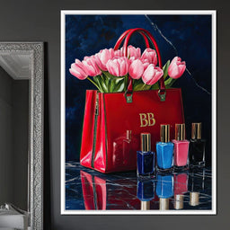 Crimson Nail Polish & Tulip Adornments - NicheCanvas