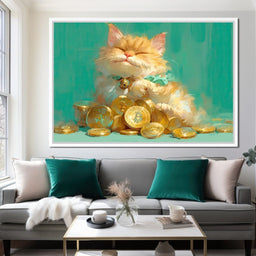 Golden Feline Fortune Dreams - Tanni Cylon - NicheCanvas