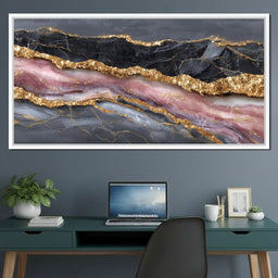 Gilded Onyx Rose Quartz Flow - NicheCanvas