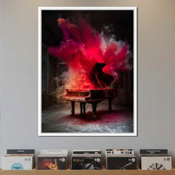 Grand Piano Burst of Vibrant Fire - NicheCanvas