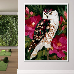 Owl Garden Bloom Portrait - NicheCanvas