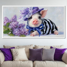 Lilac Garden Piglet Elegance - NicheCanvas