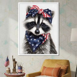 Patriotic Raccoon Portrait - NicheCanvas