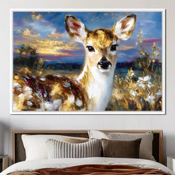 Golden Fawn Sunset Meadow - Neal Hackett - NicheCanvas