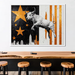 Bull Triumphs City Dreams - NicheCanvas