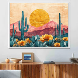 Desert Bloom Sunlit Peaks - NicheCanvas