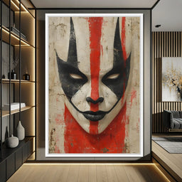 Tribal Mask Red Strike Face - NicheCanvas