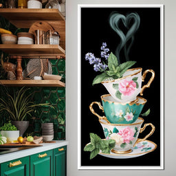 Golden Teacups Botanical Romance - NicheCanvas