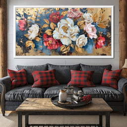 Golden Royal Flowers 01 - Wildrose Creations - NicheCanvas