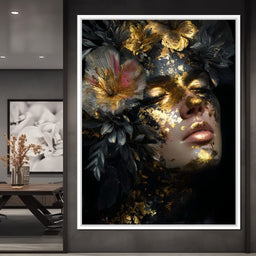 Golden Reverie Floral Visage - NicheCanvas