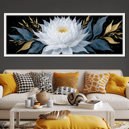 White Lotus Gold Night Garden - NicheCanvas