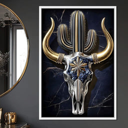 Golden Horn Desert Totem Skull - NicheCanvas