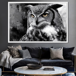 Noir Owl Golden Eyes Portrait - NicheCanvas