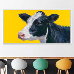 Bovine Dreams on Bright Yellow - NicheCanvas