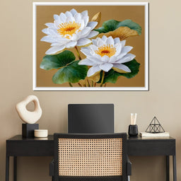 Radiant Lotus Golden Elegance - NicheCanvas
