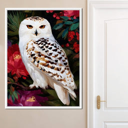 Snowy Owl Garden Blooming - NicheCanvas