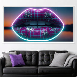Neon Lips Oasis Reflection - NicheCanvas